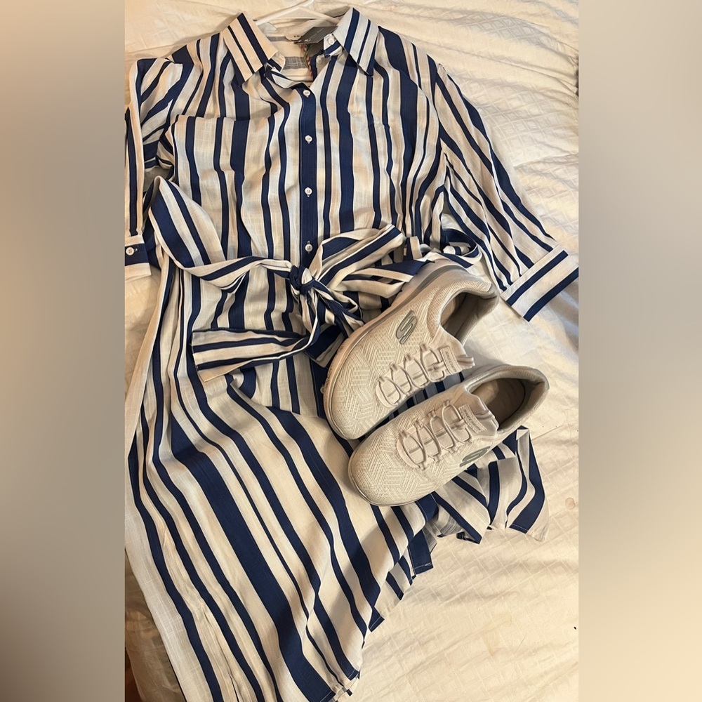 Umgee navy and white striped dress